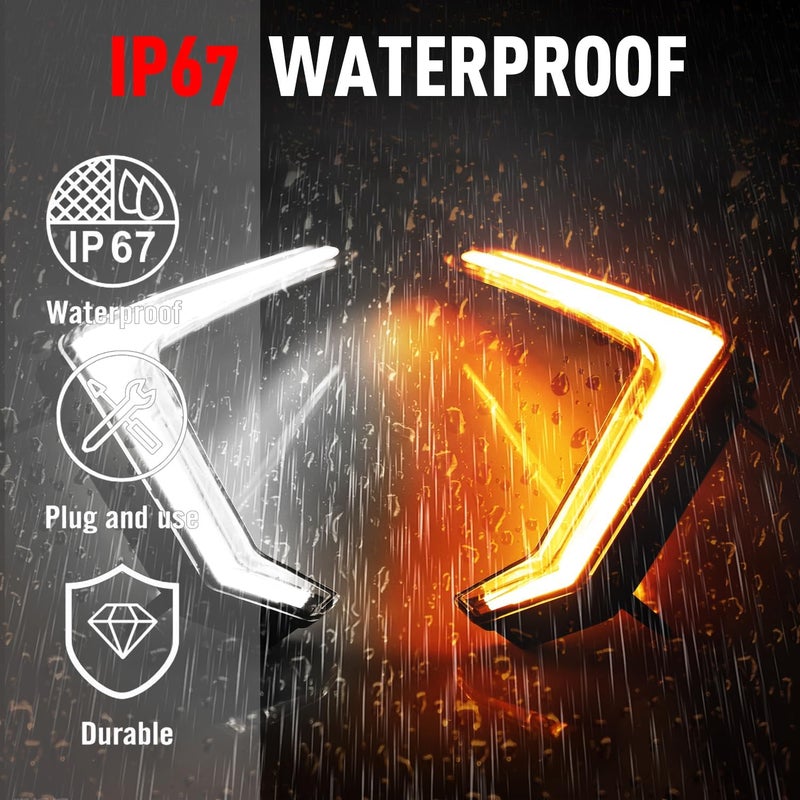 Beatto RZR XP Front Accent Lights, White & Amber Fang Lights Compatible with Polaris RZR 1000 XP XP4 Turbo S 2019-2024 RZR Trail S1000 900 Automotive lighting headlights for vehicles - Image 3